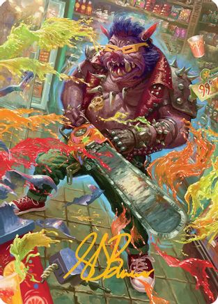 Bebop, Porcine Punk Art Card (Gold-Stamped Signature) (ASTMT-052) - Art Series: Teenage Mutant Ninja Turtles | Grognard Games