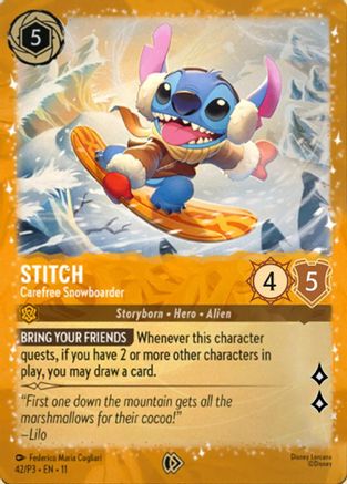 Stitch - Carefree Snowboarder (42) - Disney Lorcana Promo Cards Holofoil | Grognard Games