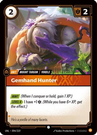 Gemhand Hunter (094/219) - Unleashed Foil | Grognard Games