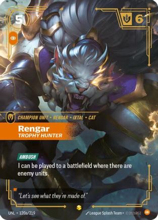 Rengar - Trophy Hunter (Alternate Art) (120a/219) - Unleashed Foil | Grognard Games