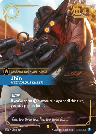 Jhin - Meticulous Killer (Alternate Art) (089a/219) - Unleashed Foil | Grognard Games