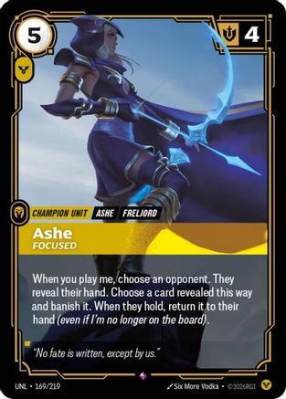 Ashe - Focused (169/219) - Unleashed Foil | Grognard Games