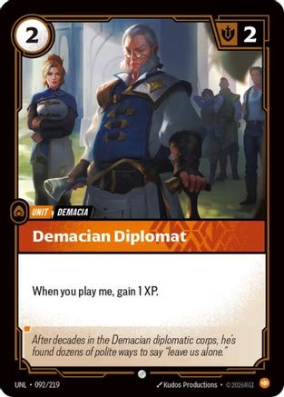 Demacian Diplomat (092/219) - Unleashed Foil | Grognard Games