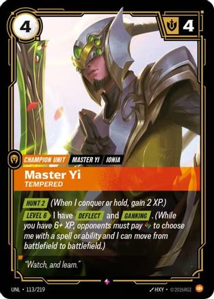 Master Yi - Tempered (113/219) - Unleashed Foil | Grognard Games