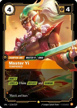 Master Yi - Tempered (Alternate Art) (113a/219) - Unleashed Foil | Grognard Games