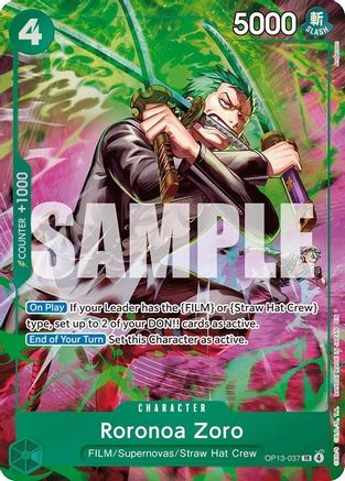 Roronoa Zoro (OP13-037) (OP13-037) - Adventure on Kami's Island Foil | Grognard Games