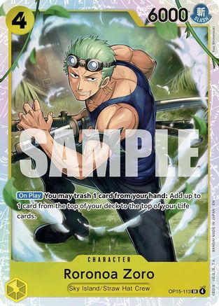 Roronoa Zoro (OP15-113) (OP15-113) - Adventure on Kami's Island Foil | Grognard Games