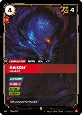 Rengar - Unseen (Alternate Art) (024a/219) - Unleashed Foil | Grognard Games
