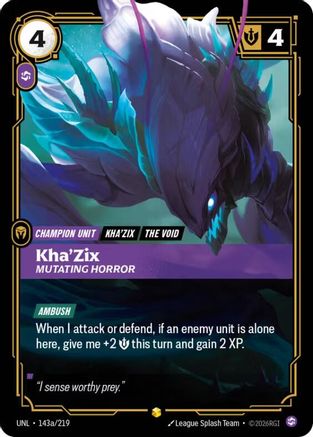 Kha'Zix - Mutating Horror (Alternate Art) (143a/219) - Unleashed Foil | Grognard Games