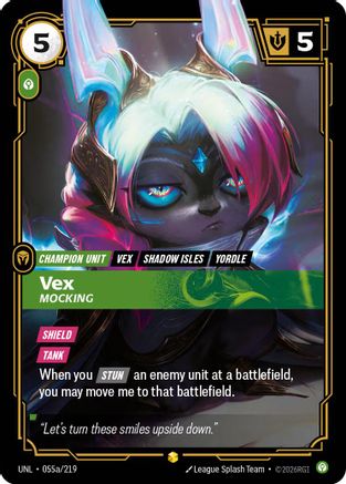 Vex - Mocking (Alternate Art) (055a/219) - Unleashed Foil | Grognard Games