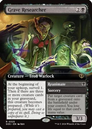 Grave Researcher (Extended Art) (SOS-085) - Secrets of Strixhaven Foil | Grognard Games