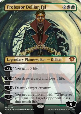 Professor Dellian Fel (Borderless) (SOS-283) - Secrets of Strixhaven Foil | Grognard Games