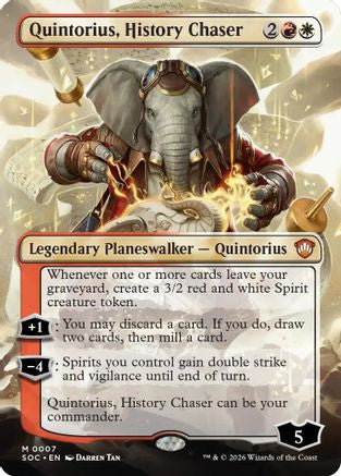 Quintorius, History Chaser (Borderless) (SOC-007) - Commander: Secrets of Strixhaven | Grognard Games