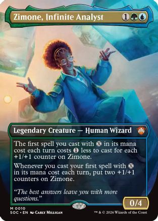Zimone, Infinite Analyst (Borderless) (SOC-010) - Commander: Secrets of Strixhaven Foil | Grognard Games