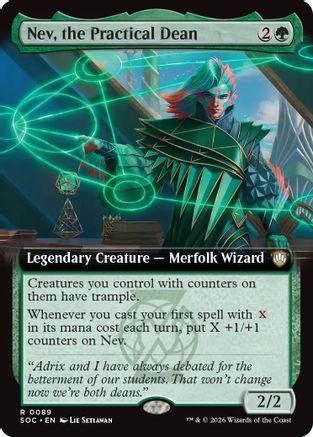 Nev, the Practical Dean (Extended Art) (SOC-089) - Commander: Secrets of Strixhaven | Grognard Games