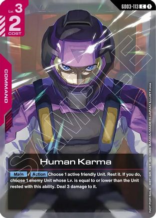 Human Karma (Store Tournament Participant Pack 04) - Gundam Promotional Cards (GD03-113) Holofoil | Grognard Games
