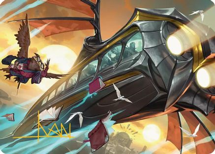 Strixhaven Skycoach Art Card (Gold-Stamped Signature) (ASSOS-026) - Art Series: Secrets of Strixhaven | Grognard Games