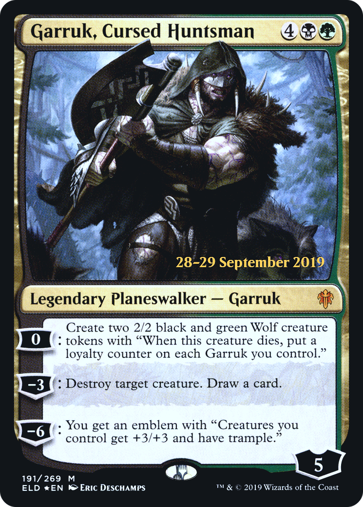 Garruk, Cursed Huntsman  [Throne of Eldraine Prerelease Promos] | Grognard Games