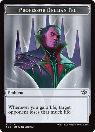 Emblem - Professor Dellian Fel  // Pest (0008) Double-Sided Token (SOS-13 // 8) - Secrets of Strixhaven Foil | Grognard Games