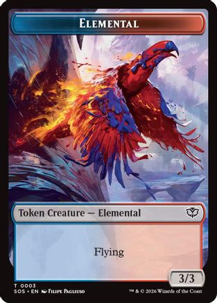 Elemental (0003) // Treasure Double-Sided Token (SOS-3 // 12) - Secrets of Strixhaven Foil | Grognard Games