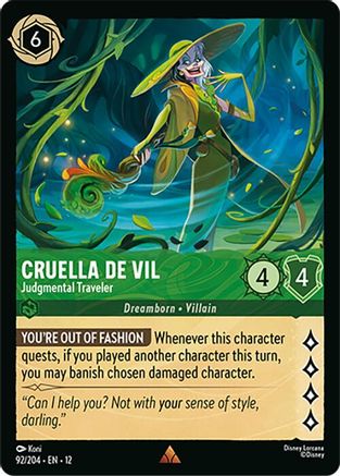 Cruella De Vil - Judgmental Traveler (92/204) - Wilds Unknown Cold Foil | Grognard Games