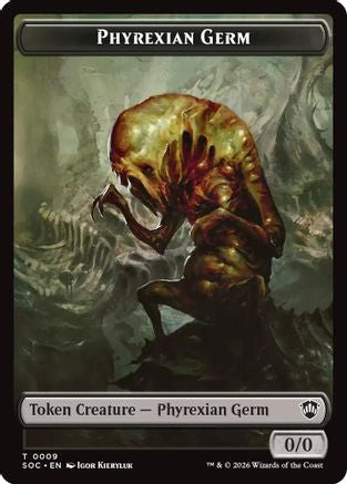 Phyrexian Germ // Thopter Double-Sided Token (SOC-9 // 28) - Commander: Secrets of Strixhaven Foil | Grognard Games