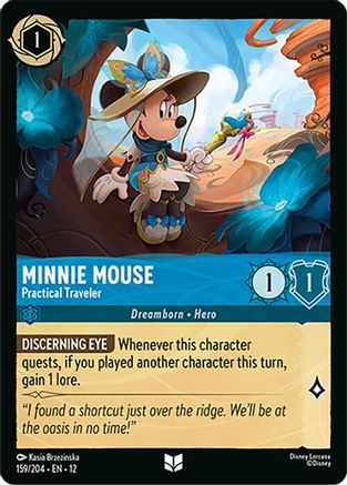 Minnie Mouse - Practical Traveler (159/204) - Wilds Unknown Cold Foil | Grognard Games