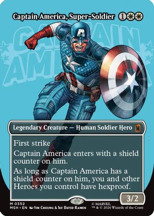 Captain America, Super-Soldier (Borderless) (0352) (MSH-352) - Marvel Super Heroes Foil | Grognard Games