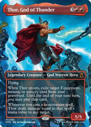 Thor, God of Thunder (Borderless) (0338) (MSH-338) - Marvel Super Heroes Foil | Grognard Games