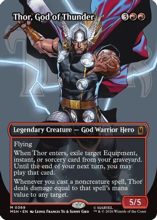Thor, God of Thunder (Borderless) (0369) (MSH-369) - Marvel Super Heroes Foil | Grognard Games