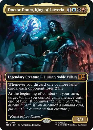 Doctor Doom, King of Latveria (Borderless) (MSC-006) - Commander: Marvel Super Heroes | Grognard Games