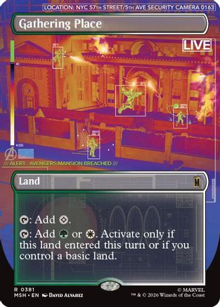 Gathering Place (Borderless) (MSH-381) - Marvel Super Heroes Foil | Grognard Games