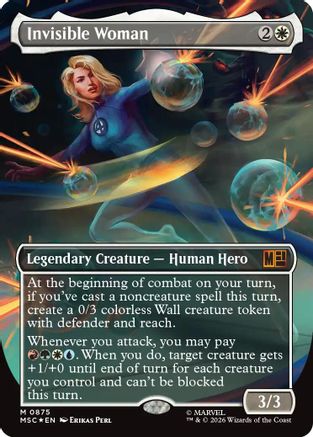 Invisible Woman (Borderless) (Surge Foil) (MSC-875) - Commander: Marvel Super Heroes Foil | Grognard Games