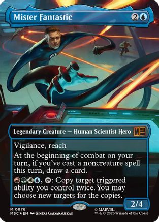 Mister Fantastic (Borderless) (Surge Foil) (MSC-876) - Commander: Marvel Super Heroes Foil | Grognard Games