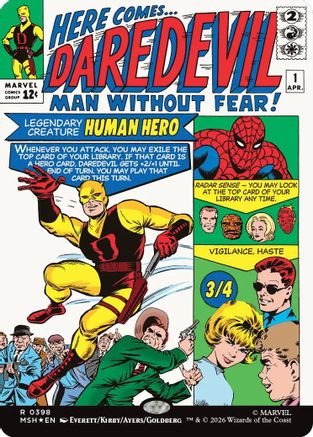 Daredevil, Man Without Fear (Borderless) (0398) (MSH-398) - Marvel Super Heroes Foil | Grognard Games