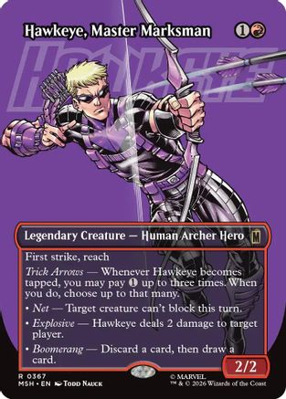 Hawkeye, Master Marksman (Borderless) (MSH-367) - Marvel Super Heroes Foil | Grognard Games