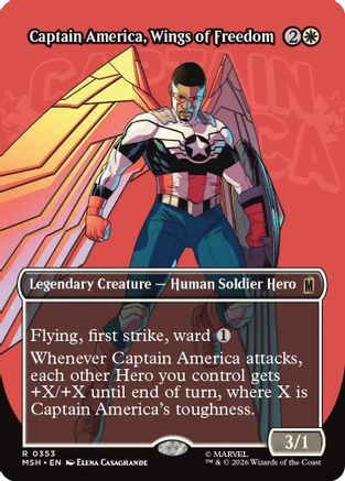 Captain America, Wings of Freedom (Borderless) (MSH-353) - Marvel Super Heroes Foil | Grognard Games