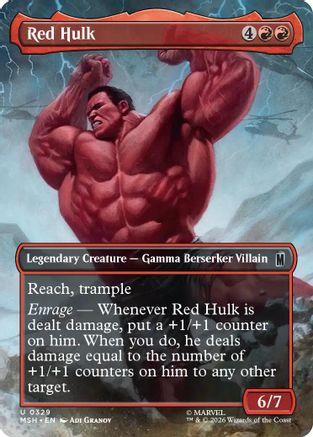 Red Hulk (Borderless) (MSH-329) - Marvel Super Heroes Foil | Grognard Games