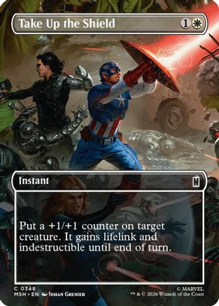 Take Up the Shield (Borderless) (MSH-348) - Marvel Super Heroes Foil | Grognard Games