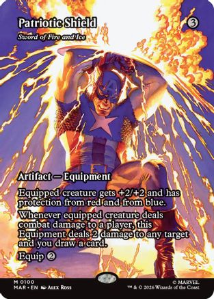 Patriotic Shield - Sword of Fire and Ice (Borderless) (MAR-100) - Marvel Universe Eternal-Legal | Grognard Games