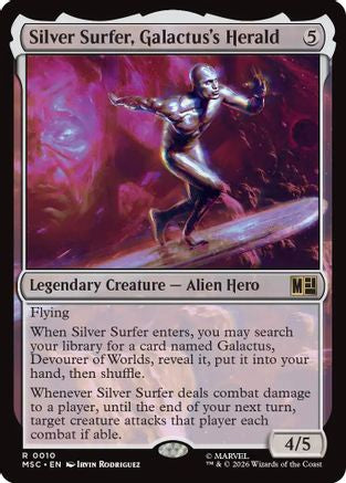 Silver Surfer, Galactus's Herald (Surge Foil) (MSC-010) - Commander: Marvel Super Heroes Foil | Grognard Games