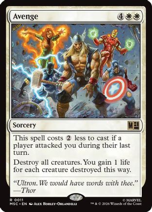 Avenge (Surge Foil) (MSC-011) - Commander: Marvel Super Heroes Foil | Grognard Games