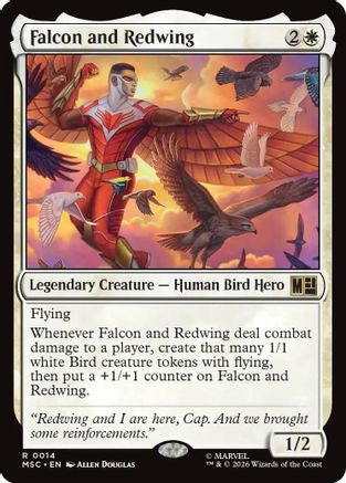 Falcon and Redwing (Surge Foil) (MSC-014) - Commander: Marvel Super Heroes Foil | Grognard Games