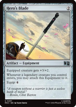 Hero's Blade (Surge Foil) (MSC-201) - Commander: Marvel Super Heroes Foil | Grognard Games