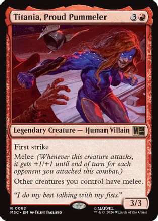 Titania, Proud Pummeler (Surge Foil) (MSC-062) - Commander: Marvel Super Heroes Foil | Grognard Games
