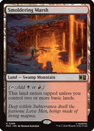 Smoldering Marsh (Surge Foil) (MSC-266) - Commander: Marvel Super Heroes Foil | Grognard Games