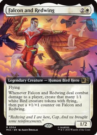 Falcon and Redwing (Extended Art) (MSC-304) - Commander: Marvel Super Heroes | Grognard Games