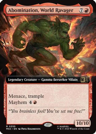 Abomination, World Ravager (Extended Art) (MSC-355) - Commander: Marvel Super Heroes | Grognard Games