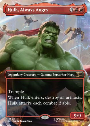 Hulk, Always Angry (Borderless) (MSC-502) - Commander: Marvel Super Heroes Foil | Grognard Games