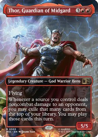 Thor, Guardian of Midgard (Borderless) (MSC-503) - Commander: Marvel Super Heroes Foil | Grognard Games